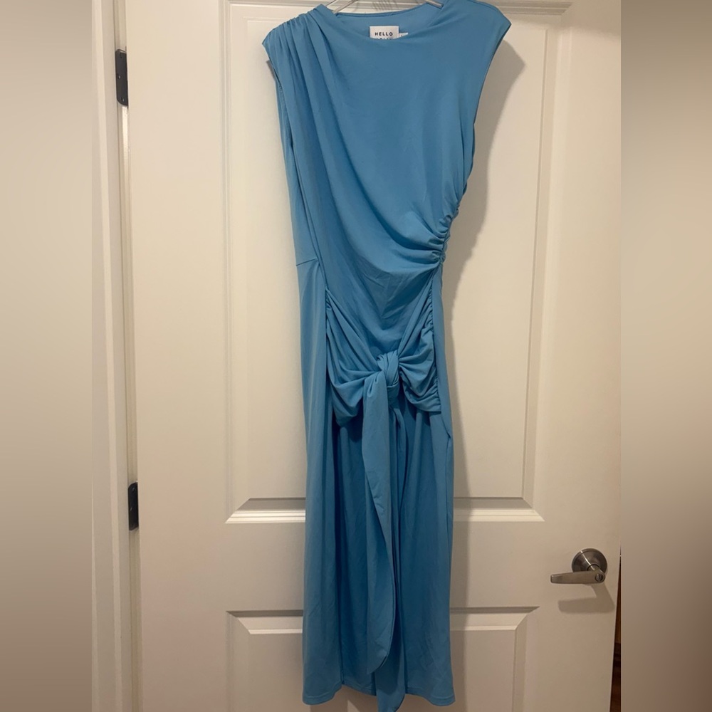 Hello Molly Ocean Blue Gathered Midi Dress
